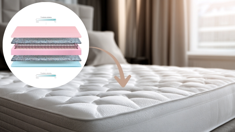 Albergo hotelski dušek sa žičanim jezgrom i metalnim pojačanjima prikazan na krevetu u spavaćoj sobi