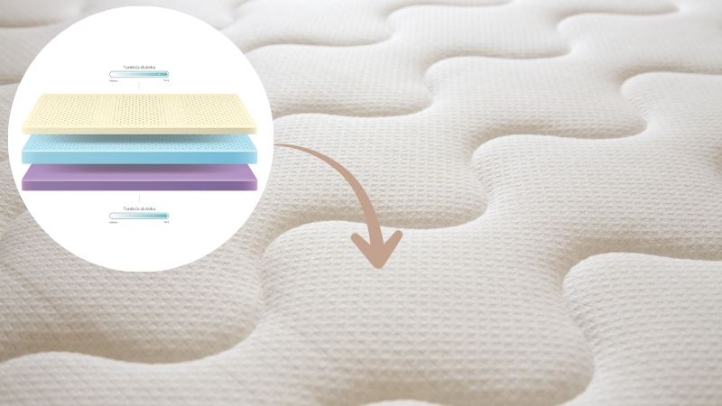 Laticce lateks dušek od prirodnih materijala prikazan izbliza sa detaljem njegove teksture i slojeva