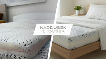 Naddušek sa leve i dušek na krevetu sa desne strane