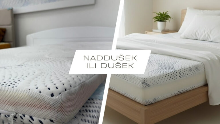 Naddušek sa leve i dušek na krevetu sa desne strane